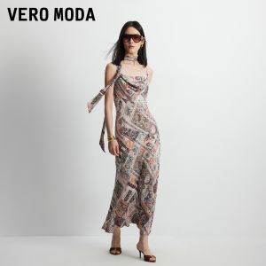 Vero Moda | Detachable Belt Printed Swing Neckline Dress