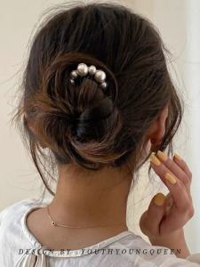 Modern Pearl Hairpin U-Shaped Elegant Bun Hair Accessories Womens Headwear Traditional Style Hairpins Fashionable Hair Jewelry