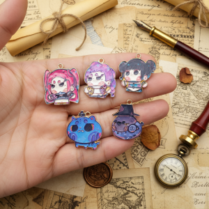 5PCS K-POP Demon Hunter Enamel Charms Cute Animal Pendants (Lumi Zoey Derpy Tiger Magpie) for DIY Bracelets Keychains Kawaii
