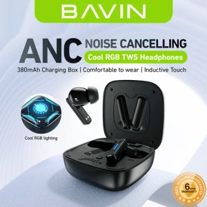 BAVIN BA96 HiFi Wireless RGB Bluetooth Earphones TWS Noise Cancellation Earbuds w/ Long Battery Life & Smart Touch