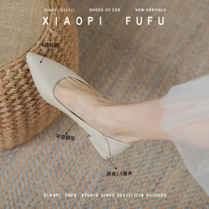 Leather Pointed Toe High Heels Women Low Heel Comfortable Shoes Spring New Style Summer Soft Leather Not Tired Foot Single Shoes