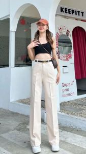 Quần tây nữ màu kem sữa Quần tây ống Suông quần công sở cao cấp quần bigsize quần tây thiết kế màu kem sữa