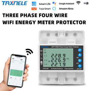 TUYA WiFi Smart Circuit Breaker 380V  3 Phase 4 Wire Over Under Voltage Protector Relay Energy Power kWh Bidirectional Meter 80A