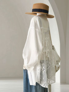 ZHILU | Lace Bow UV Protection Blouse Loose Versatile High-End Light Luxury