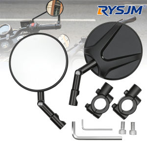 RYSJM | Bike Rearview Mirror Wide Angle Round Folding Mirror Reflector Safety for 22-23mm Handlebar Diameter Bolt Universal for Yamaha