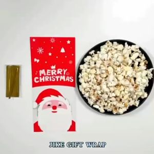 50 Pcs DIY Tas Merry Christmas Kantong Plastik Natal Christmas Candy Goodie Bag Plastik Hampers Natal + 60 Dasi Berwarna Emas