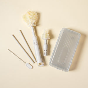 Silicone Baby Bottle and Nipple Brush Set with Drying Rack
