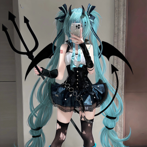 Miku Demon Girl Cosplay Costume Wig Set Female Anime Outfit Future Virtual Cartoon Ensemble Initials Small Bear Catnip