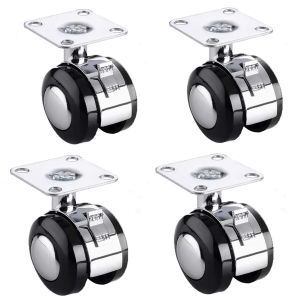 4pcs Zinc Alloy Plate Furniture Castor Wheels 360° Swivel With Brake For Footstools And Tables For Home Furniture