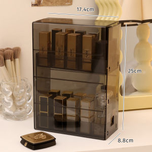 Transparent Dustproof Cosmetic Storage Box Lipstick Perfume Organizer Desktop Clear Divided Compartment High-End Feeling