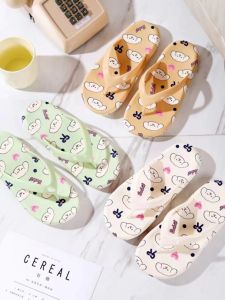 Felloway Ladies Summer Outdoor Wear Anti-Slip Cartoon Beach Soft Bottom Internet Famous Slippers Korean Version Print Slippers
