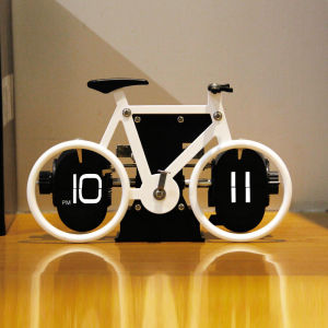 💥Dream Best🔥 Germany Bicycle Automatic Page Turning Clock Retro Living Room Ornaments Bicycle Turning Mechanical Clock Table Clock