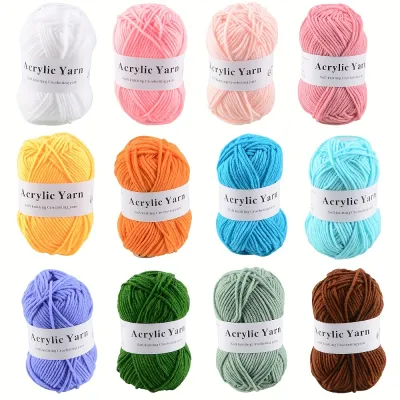 12/24pcs 100% Acrylic Hand Knitting Yarn for Crocheting Sweater Scarf Hat DIY Handmade Amugrumi Thread (Color Random)