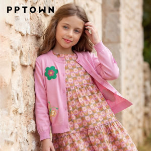 PPTOWN | Dopamine Cheerful Flower Embroidered Knit Cardigan