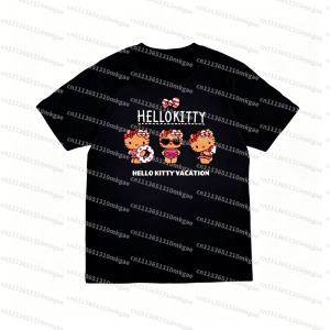 52TOYS | 2026 Summer Comic Form Hello Kitty T shirt Image Cotton Printed Casual T-shirt Adult Children Parent-child Tops Casual Wear