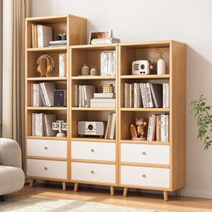 Nordic Style Solid Wood Floor Standing Multi-layer Storage Cabinet Living Room Display Shelf Home Decor Corner Bookcase