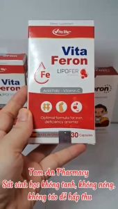 Vita Feron Sắt Sinh Học Lipofer Và Acid Folic Không Tanh Không Nóng Dễ Hấp Thu Viên Uống Bổ Sung Sắt Cho Trẻ Em Trên 3 Tuổi Người Lớn Phụ Nữ Mang Thai- Người Thiếu Máu Do Thiếu Sắt