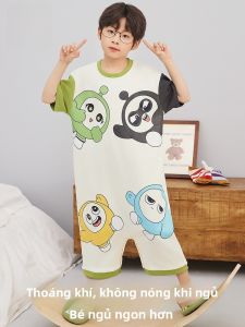 MiiOW | Bộ đồ ngủ cotton nguyên chất cho bé trai MiiOW mùa hè tay ngắn mỏng thoáng khí thoải mái mặc ở nhà
