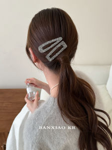 Korean Style Silver Sparkling Diamond BB Hair Clip Womens 2025 New High-End Side Parting Bangs One-Word Hair Card Hair Accessories