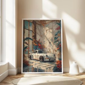 Poster for Porsche 911 Wall Art RWB Wall Art Vintage Car Wall Art Classic Car Poster White Porsche 911 Digital Download