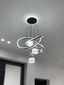 Đèn thả trần pha lê DT-08 trang trí cao cấp 3 chao đèn chất liệu hợp kim và pha lê - Bảo hành 12 tháng