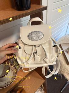 Retro Metal Double Shoulder Bag Commuter Style Korean Aesthetic Flip Cover Womens Backpack Fashionable Versatile Bucket Shape