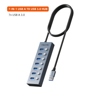 Cabletime | CABLETIME 7-Port USB 3.0 HUB 5Gbps Dock Station USB3.0 Splitter with Individual OFF/ON Switch for PC Laptop USB Ports Extender
