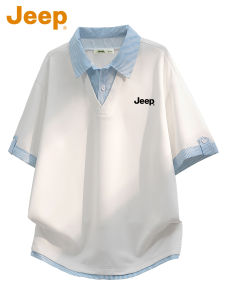 Jeep | Color Block Faux Two-piece Polo Shirt Breathable Loose Fit