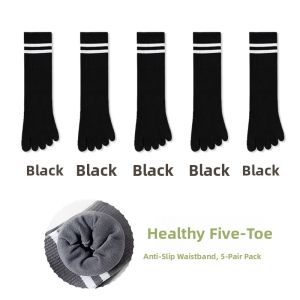 miiow | Womens Five-Finger Antibacterial Short Socks Cotton Sweat-Absorbing No-Show Anti-Odor Breathable Mid-Calf Autumn Socks