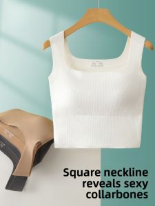 miiow | Womens White Integrated Vest Cat Person Spring 2025 New Style No Bra Needed Outerwear Shoulder Pad Included Versatile Design