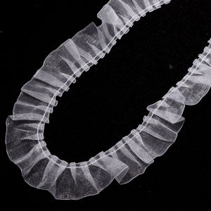 6yards/pack 2.5cm Pleated Organza Lace Trim Collar Ribbon for Sewing Craft Doll Clothes Wedding Dress Decor Fabric Accessories