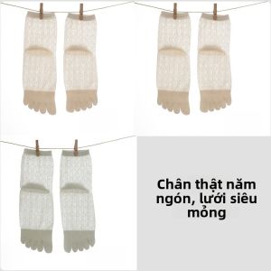 MiiOW | Tất ống ngắn năm ngón chống mùi kháng khuẩn mỏng mùa hè cho nữ Tất lưới thoáng khí Tất ống vừa phải MiiOW Cat Person
