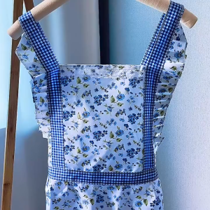 ชุดกันเปื้อนเจ้าหญิง ผ้าโพลีเอสเตอร์คอตตอน+ซับใน2ชั้น ลายดอกไม้สไตล์เกาหลี พร้อมกระเป๋า สำหรับครัวและปาร์ตี้ พร้อมส่งทันทีจากกรุงเทพฯ