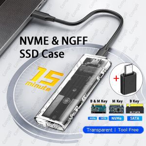 Congdi | M.2 External SSD Case M.2 SSD Nvme Enclosure NGFF SATA SSD Case USB Type C 5/10Gbps M2 SSD Transparent External Hard Disk Box