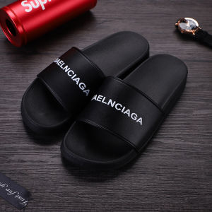 Summer Mens Slippers Trendy Outdoor Anti-Slip Slippers Leather Print Flat Heel PVC Bottom Casual Wear for Youth And Middle-Aged