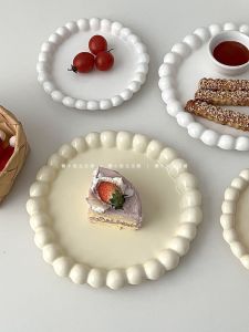 French Style Ceramic Plate Dessert Dish round Shape Sweet Girl Sugar Miss Bubble Edge Western Cuisine Dinner Plate A503 Brand