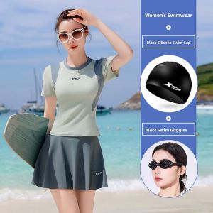 XTEP | Modest Slimming Separable Belly Covering Small Bust Gathering Beach Resort Swimwear