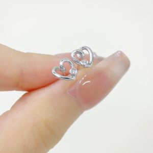 LAZO DIAMOND Minimalist Heart Swirl Diamond Stud Earrings in 375/9K White Gold