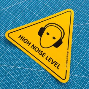High Noise Level. Loud Sound Hearing Protection. Triangle Sticker Sign Warning Safety Label Caution Danger Safety Label.