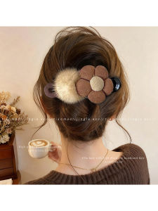 Caramel Flower Duckbill Hair Clip Womens New 2025 High-End Hair Card One-Word Grab Clip Back of Head Shark Clip Hair Accessories