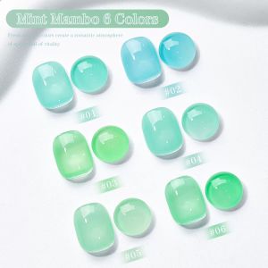 1-18pcs ZH New Summer Ice Transparent Mint Green Milk Green Nail Art Nail Supplies Mint Mambo Series Gel Nail Polish 6-color