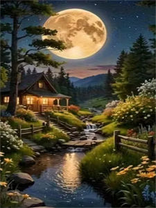 HUACAN Diamond Mosaic 5D House Landscape Forest Full Square Round Painting Complete Kit Rhinestones Pictures