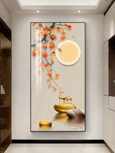 Modern Simplicity Entrance Wall Art Pomegranate Good Fortune Hallway Decorative Painting New Chinese Style Ceramic Print Frame