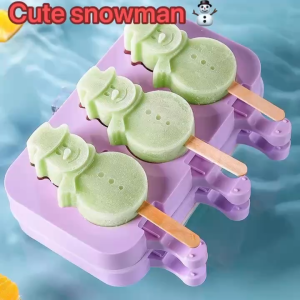 ZH363 Ice Lolly Molds Popsicle Molds Silicone Ice Cream Mold W/ Lid and 50 Wooden Handle