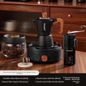 MONGDIO | Dual Valve Moka Pot Set Italian Home Extraction Coffee Maker