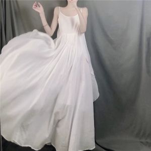 Big Sale Leak-Picking ~ Super Fairy Ruffles Large Swing Suspender Skirt High Waist Asymmetrical Fairy Long Skirt Cotton and Linen Dress