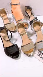 Giày cao gót vuông trong 5p quai ánh kim SD27 - Ảnh thật đính kèm