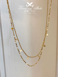 Gatsby Star French Style Shiny Double Layer Titanium Steel Necklace Womens Non-Fading Elegant Clavicle Chain Fashion Jewelry