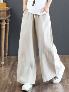 High Waist Thin Cotton Linen Trousers