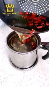 Wadah Penyaring Minyak Goreng 1.3 Liter Bahan Stainless Steel Anti Karat Oil Pot Filter Tahan Panas